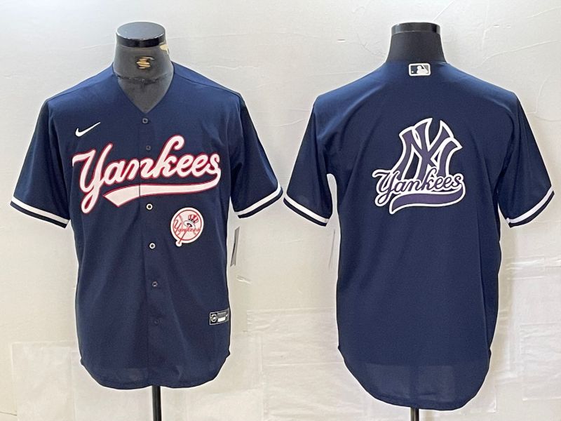 Men New York Yankees Blank Dark blue Second generation joint name Nike 2024 MLB Jersey style 18